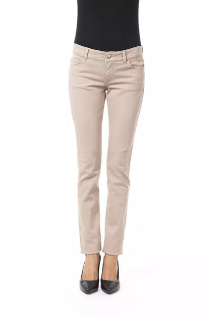 Beige Cotton Women Slim Pant-BYBLOS-LabelTerrace.com