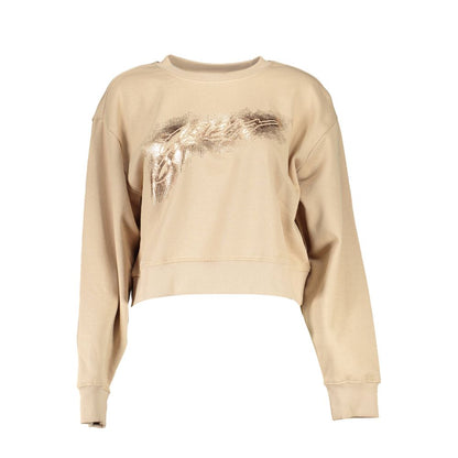 Beige Cotton Women Sweater-Guess Jeans-LabelTerrace.com