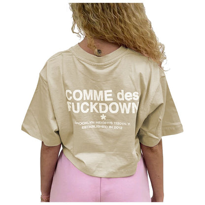 Beige Cotton Women T-Shirt-Comme Des Fuckdown-LabelTerrace.com
