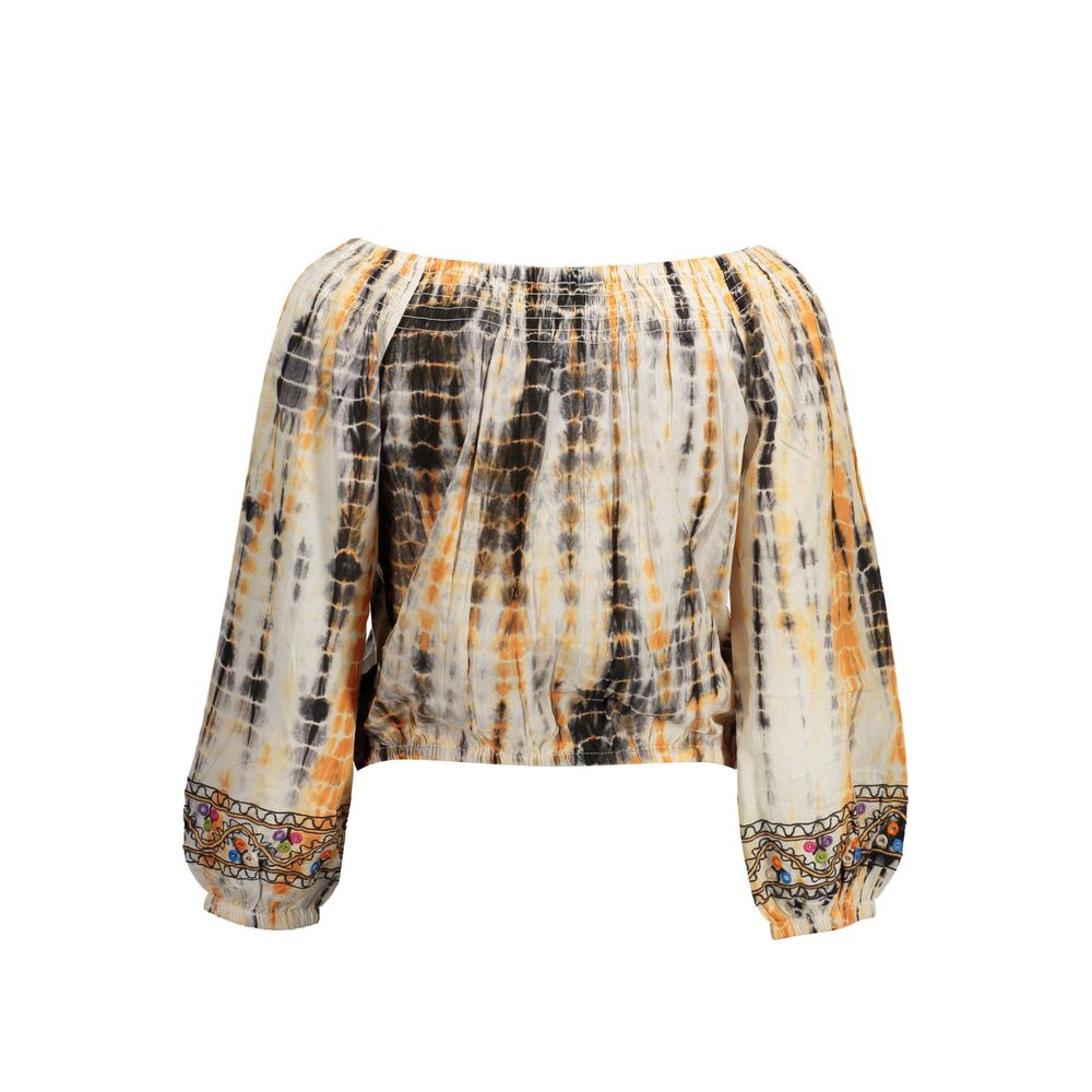 Beige Cotton Women T-Shirt-Desigual-LabelTerrace.com