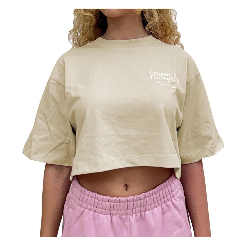 Beige Cotton Women T-Shirt-Comme Des Fuckdown-LabelTerrace.com