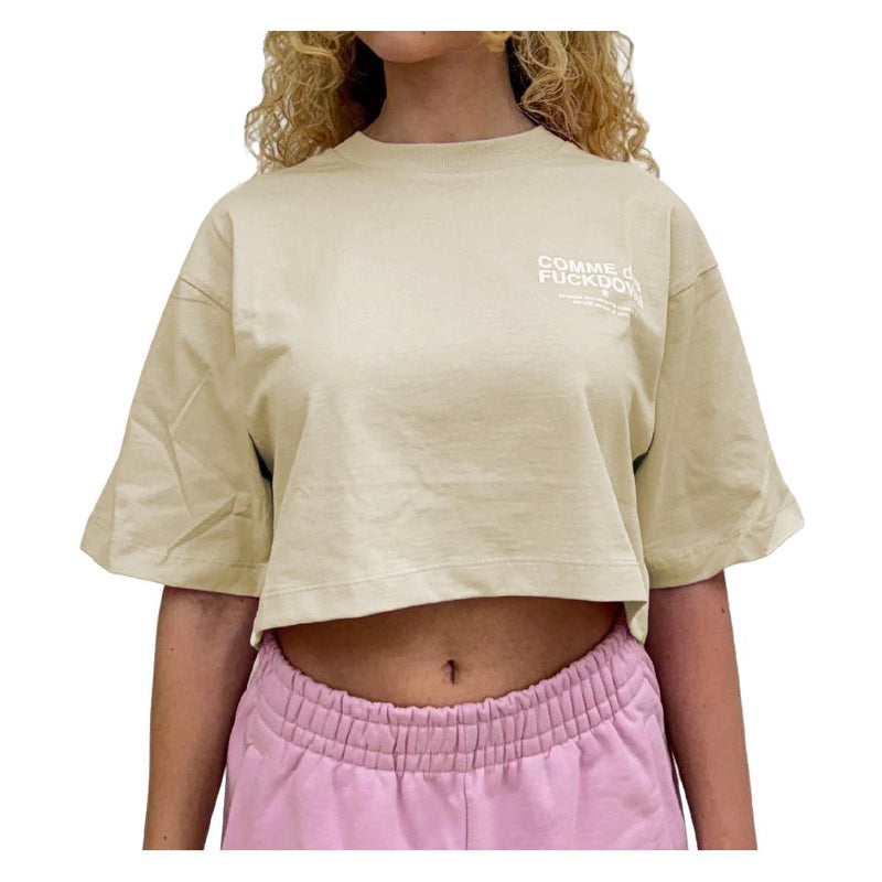 Beige Cotton Women T-Shirt-Comme Des Fuckdown-LabelTerrace.com
