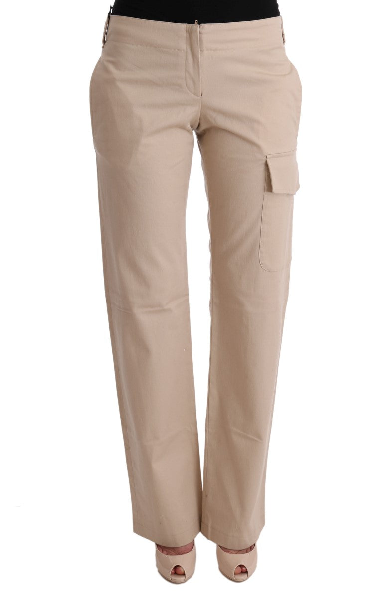 Beige Cotton Wool Regular Fit Pants-Ermanno Scervino-LabelTerrace.com