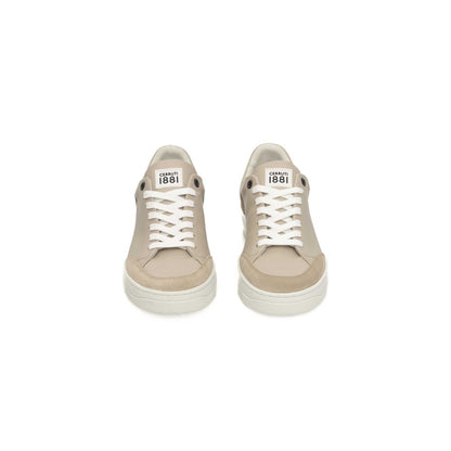 Beige Cowhide Women Platform Sneaker