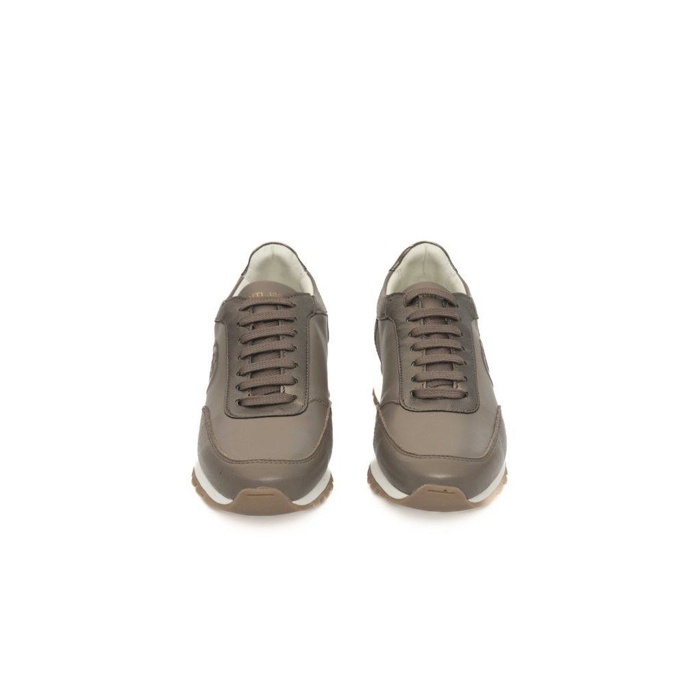 Beige Cowhide Women Sneaker-Cerruti 1881-LabelTerrace.com