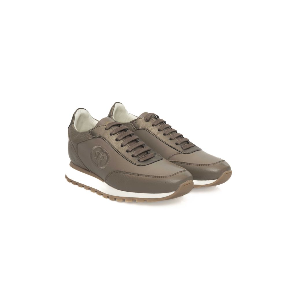 Beige Cowhide Women Sneaker-Cerruti 1881-LabelTerrace.com