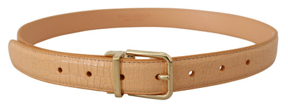 Beige Exotic Leather Gold Metal Buckle Belt-Dolce & Gabbana-LabelTerrace.com