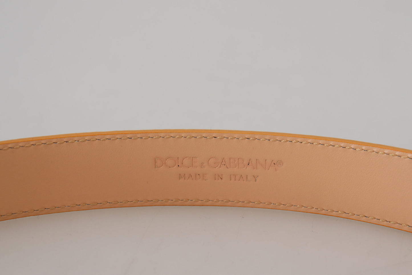 Beige Exotic Leather Gold Metal Buckle Belt-Dolce & Gabbana-LabelTerrace.com
