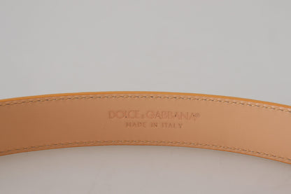 Beige Exotic Leather Gold Metal Buckle Belt-Dolce & Gabbana-LabelTerrace.com
