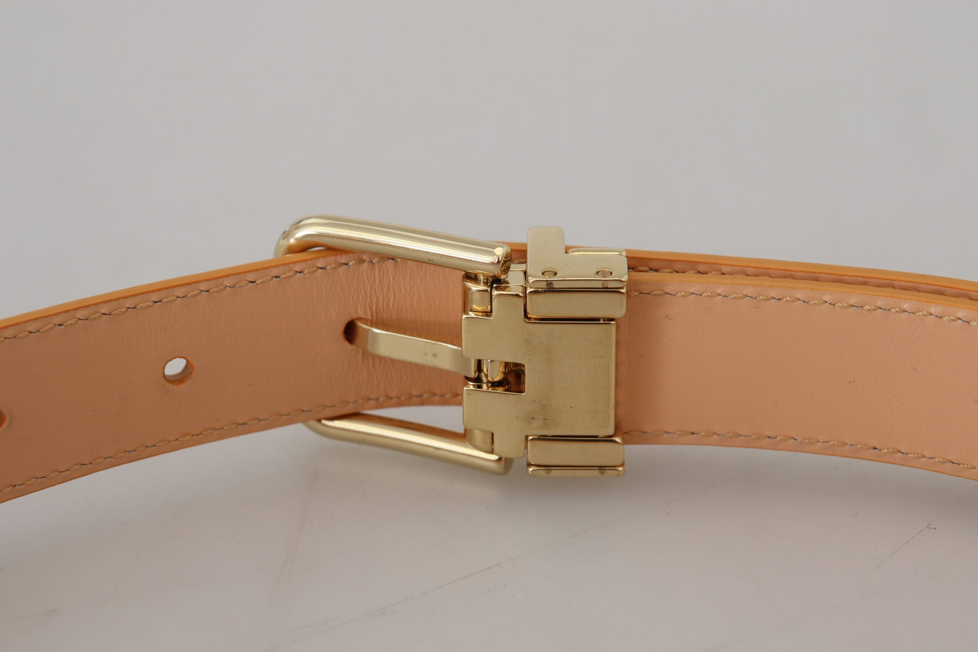 Beige Exotic Leather Gold Metal Buckle Belt-Dolce & Gabbana-LabelTerrace.com
