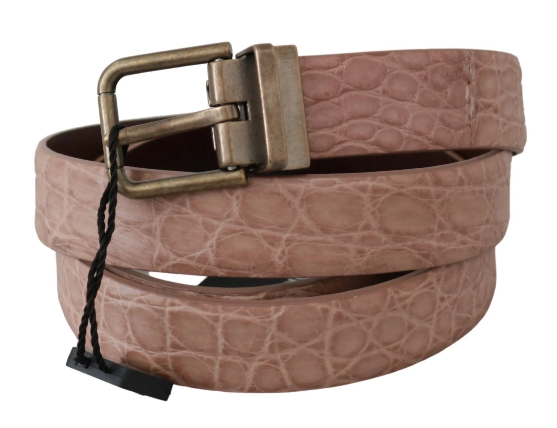 Beige Exotic Skin Gold Buckle Leather Belt-Dolce & Gabbana-LabelTerrace.com
