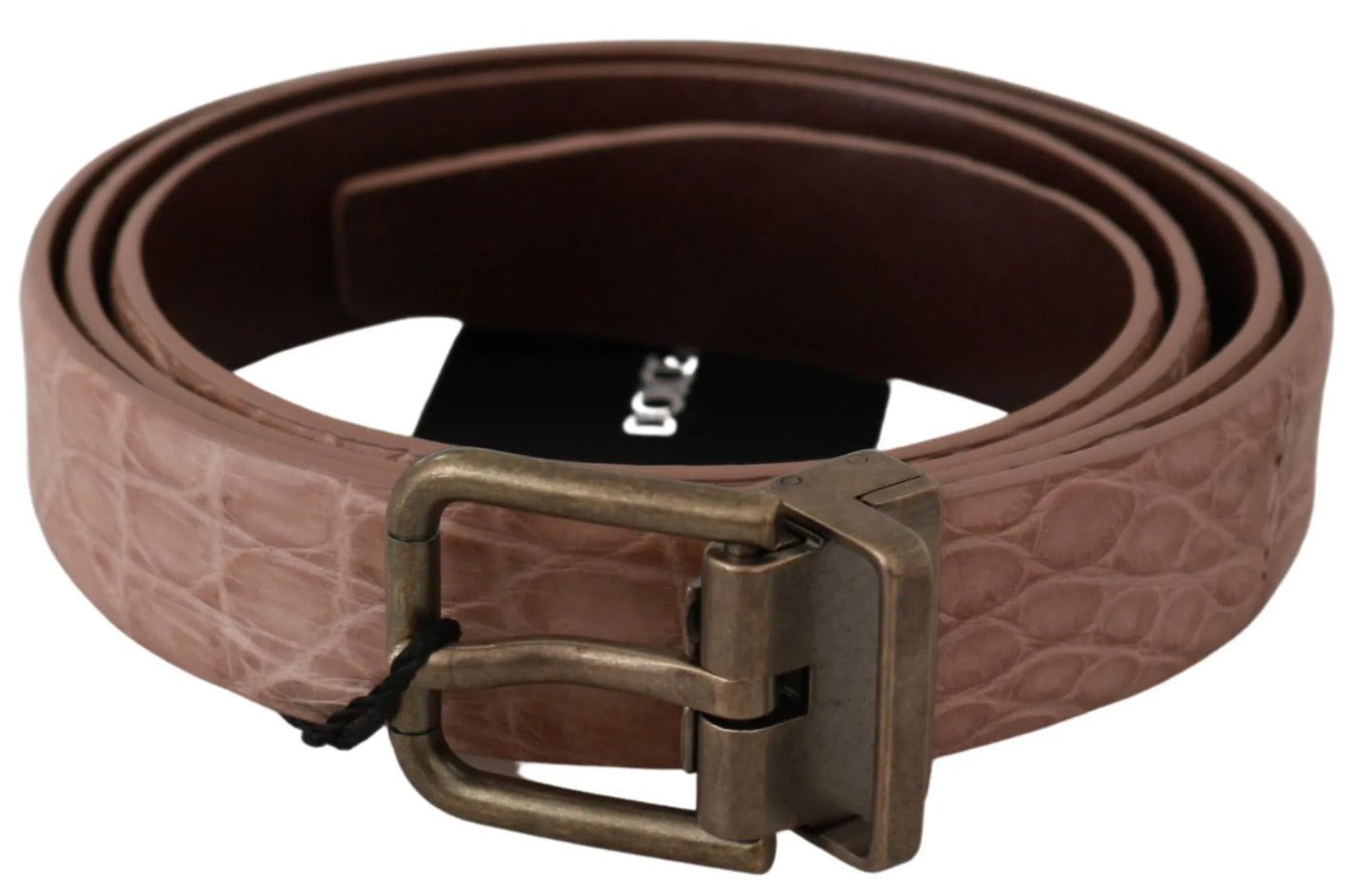Beige Exotic Skin Gold Buckle Leather Belt-Dolce & Gabbana-LabelTerrace.com
