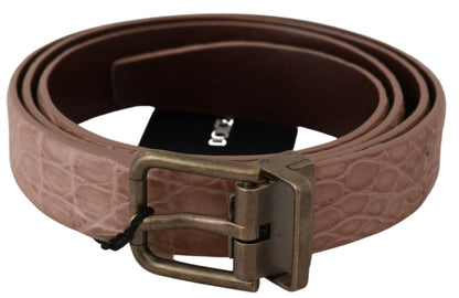 Beige Exotic Skin Gold Buckle Leather Belt-Dolce & Gabbana-LabelTerrace.com