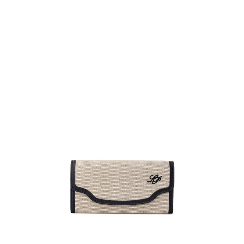 Beige Fabric And Leather Wallet-Loro Piana-LabelTerrace.com