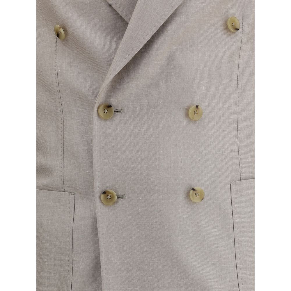 Beige Fleece Wool Two-Piece Suit