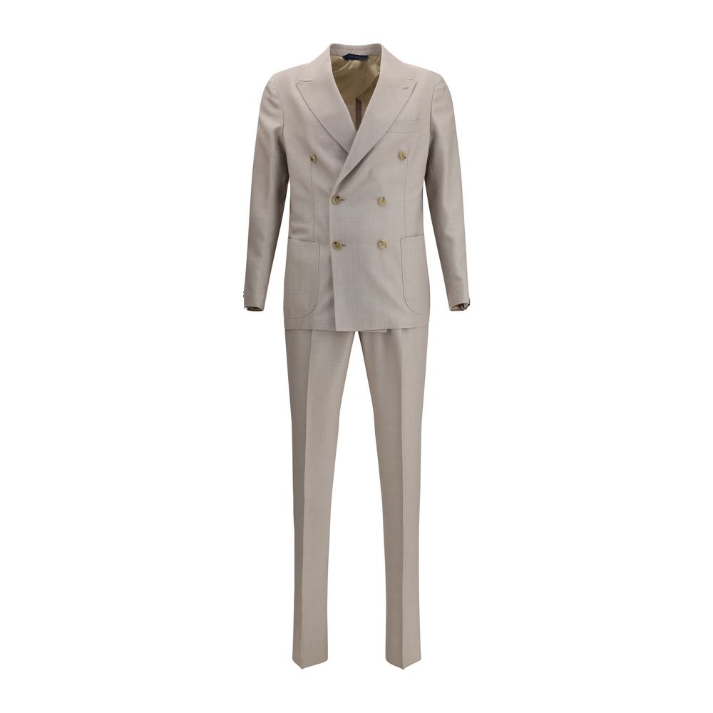 Beige Fleece Wool Two-Piece Suit