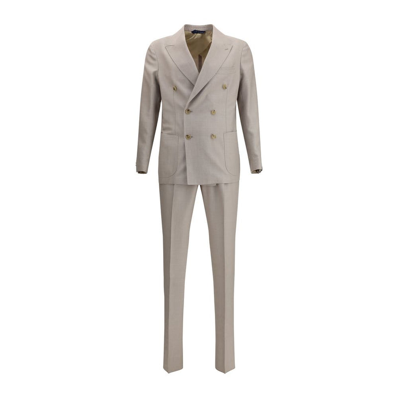 Beige Fleece Wool Two-Piece Suit