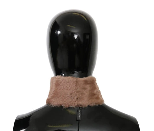 Beige Fur Neck Collar Lambskin Scarf-Dolce & Gabbana-LabelTerrace.com