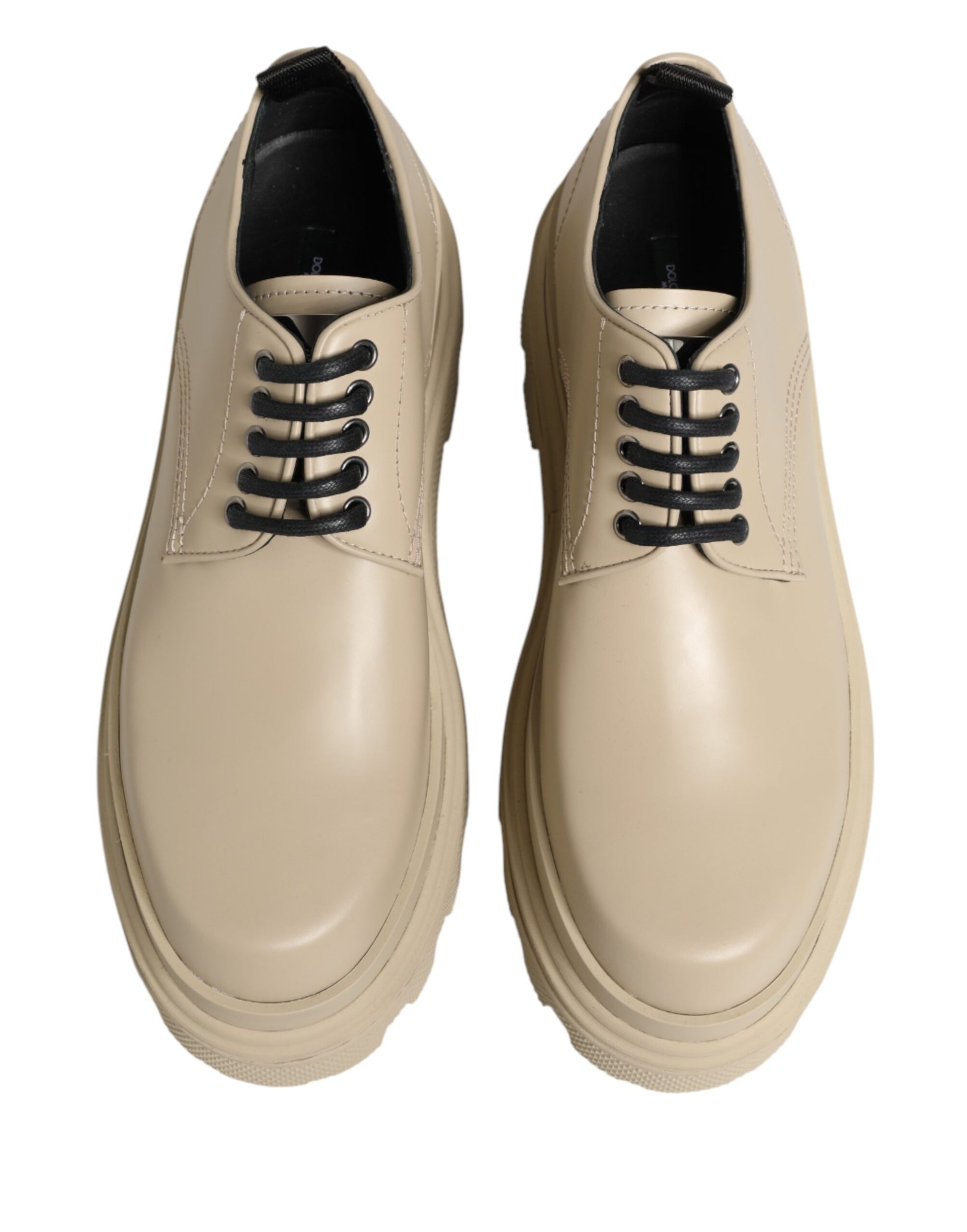 Beige Lace Up Trekking Derby Men Dress Shoes