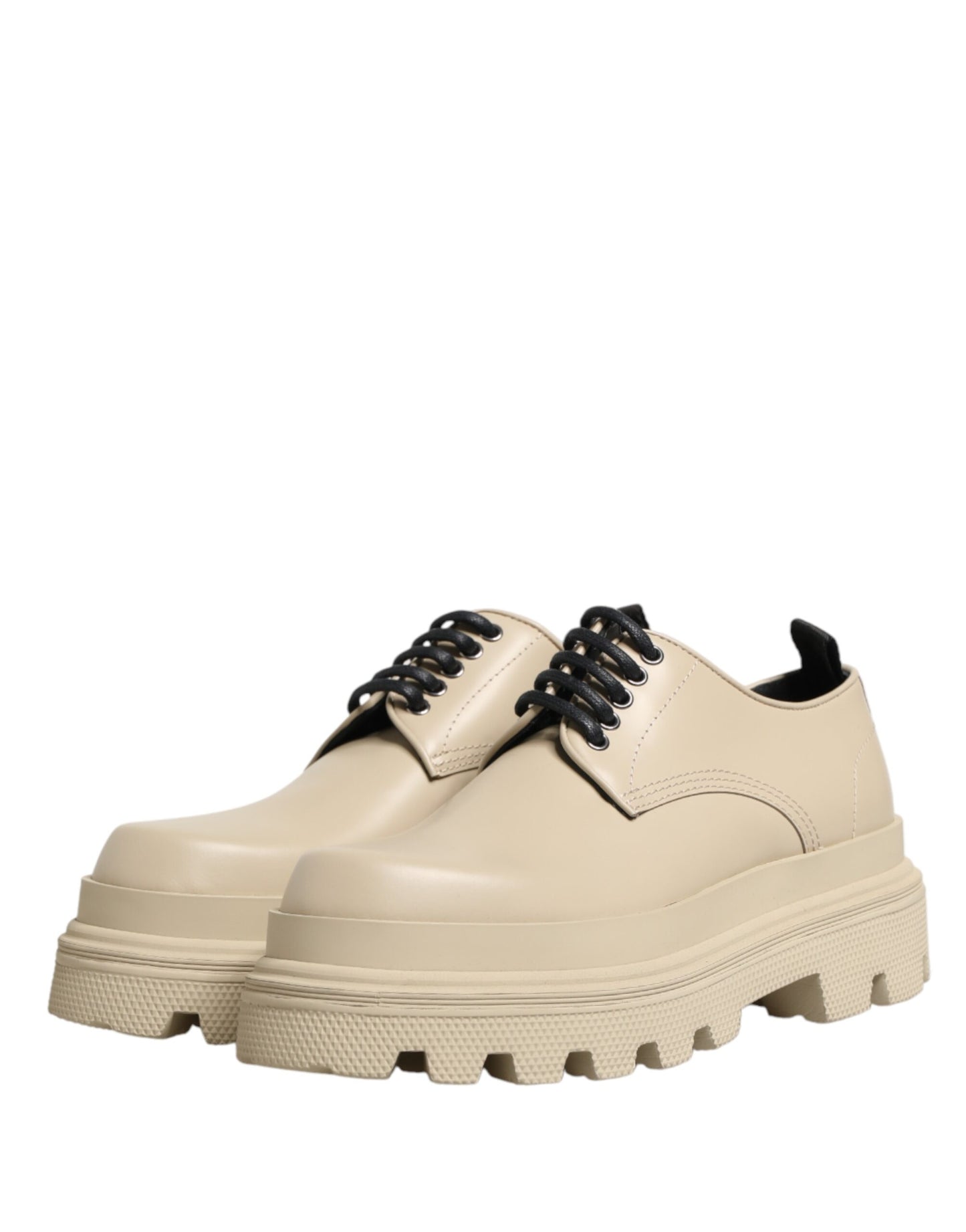 Beige Lace Up Trekking Derby Men Dress Shoes