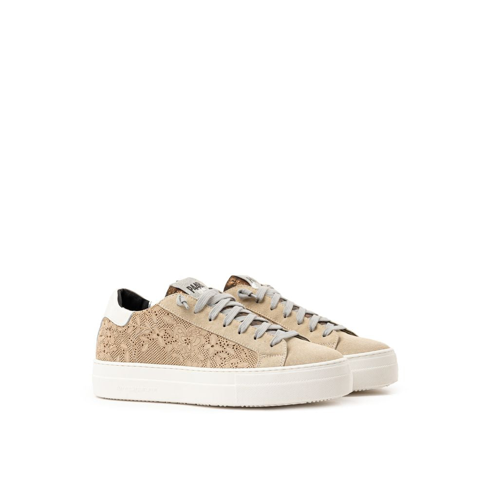 Beige Leather Sneaker-P448-LabelTerrace.com
