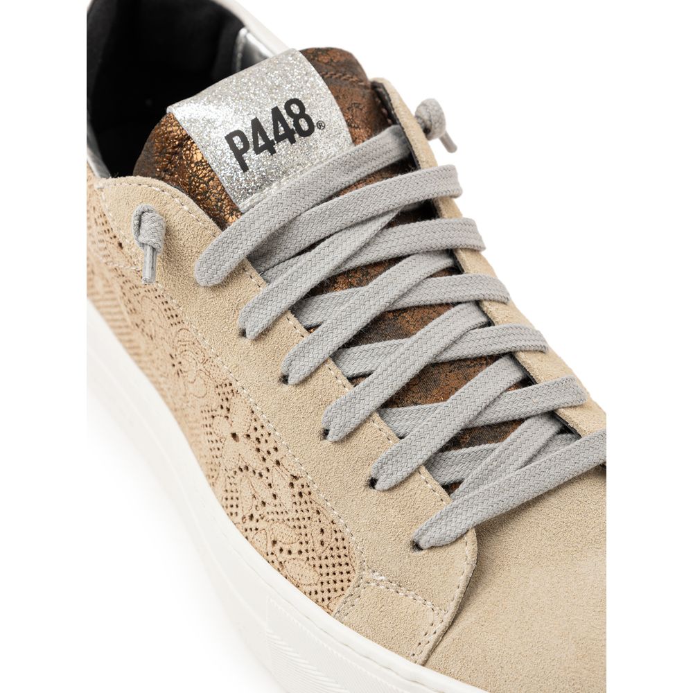 Beige Leather Sneaker-P448-LabelTerrace.com