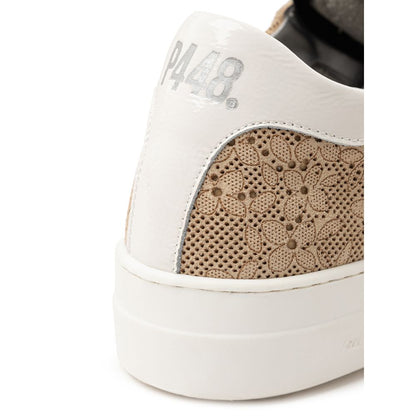 Beige Leather Sneaker-P448-LabelTerrace.com
