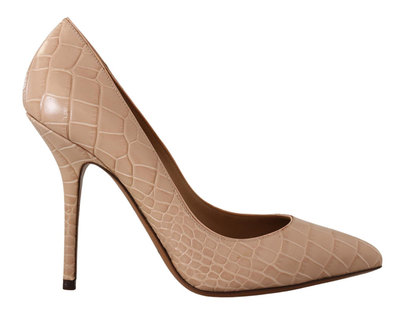 Beige Leather Bellucci Heels Pumps Shoes-Dolce & Gabbana-LabelTerrace.com