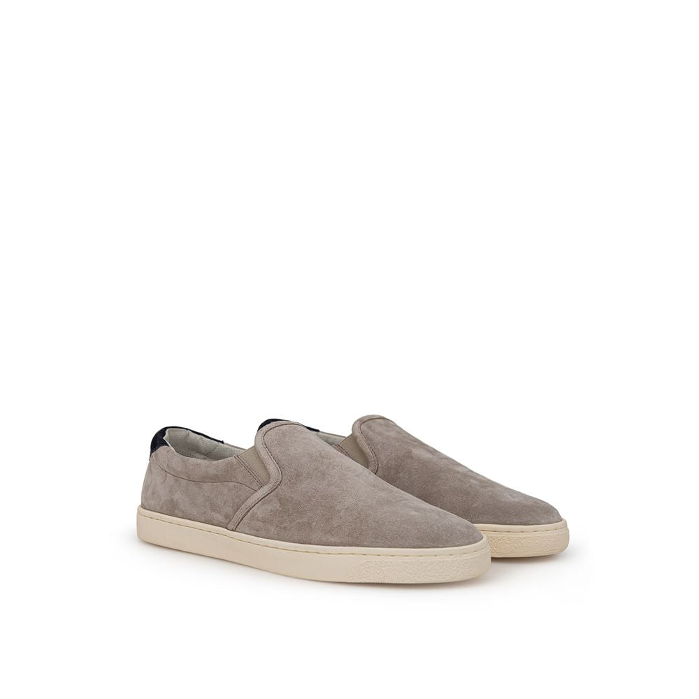 Beige Leather Sneaker-Brunello Cucinelli-LabelTerrace.com