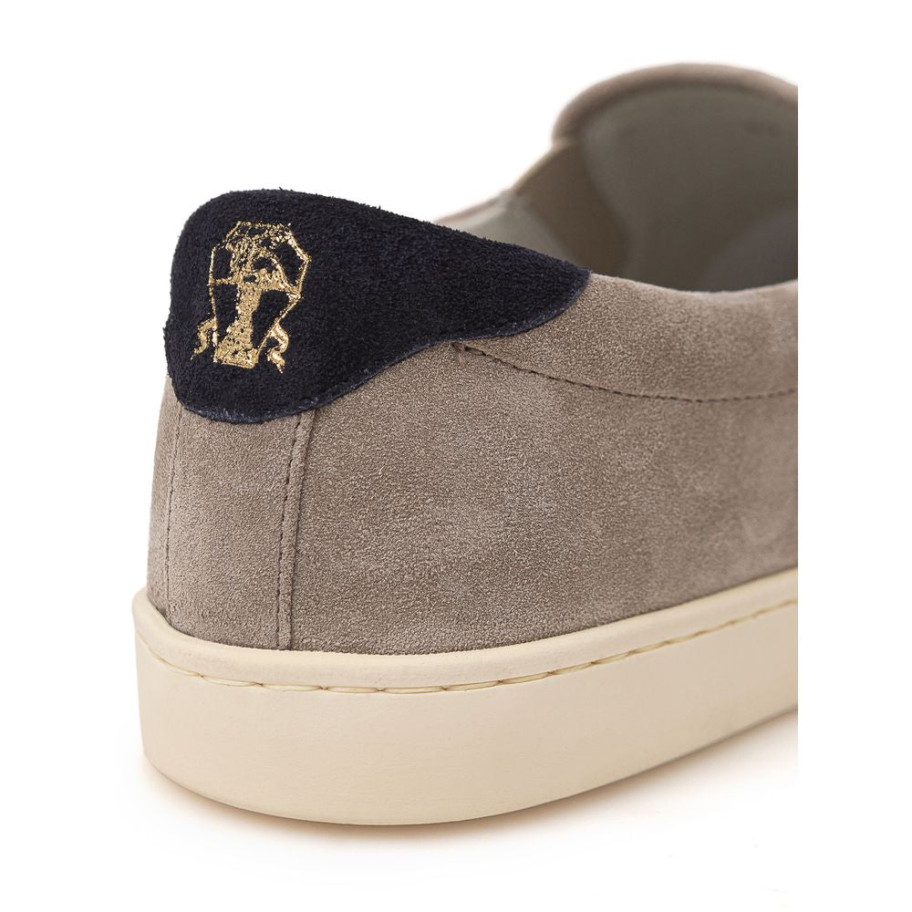 Beige Leather Sneaker-Brunello Cucinelli-LabelTerrace.com