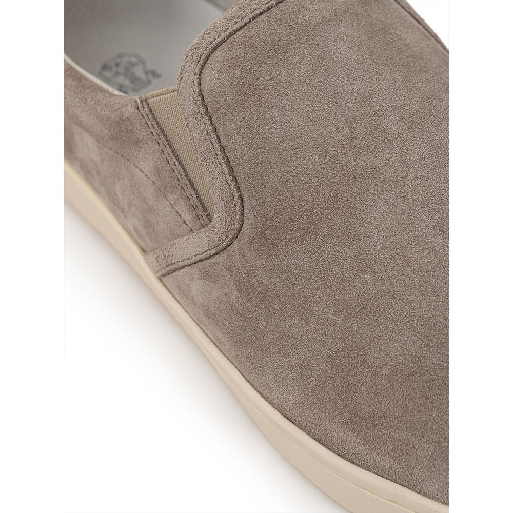 Beige Leather Sneaker-Brunello Cucinelli-LabelTerrace.com