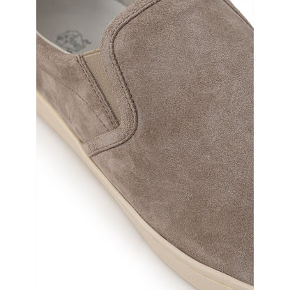 Beige Leather Sneaker-Brunello Cucinelli-LabelTerrace.com