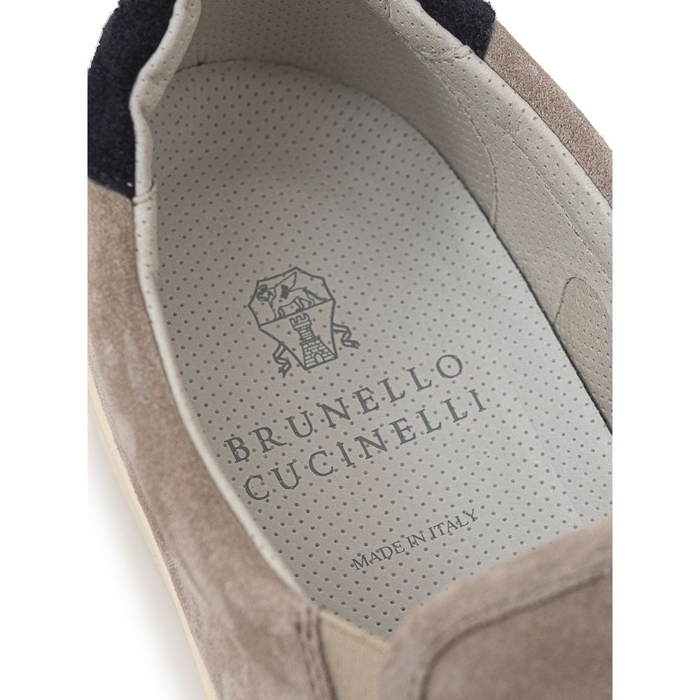 Beige Leather Sneaker-Brunello Cucinelli-LabelTerrace.com
