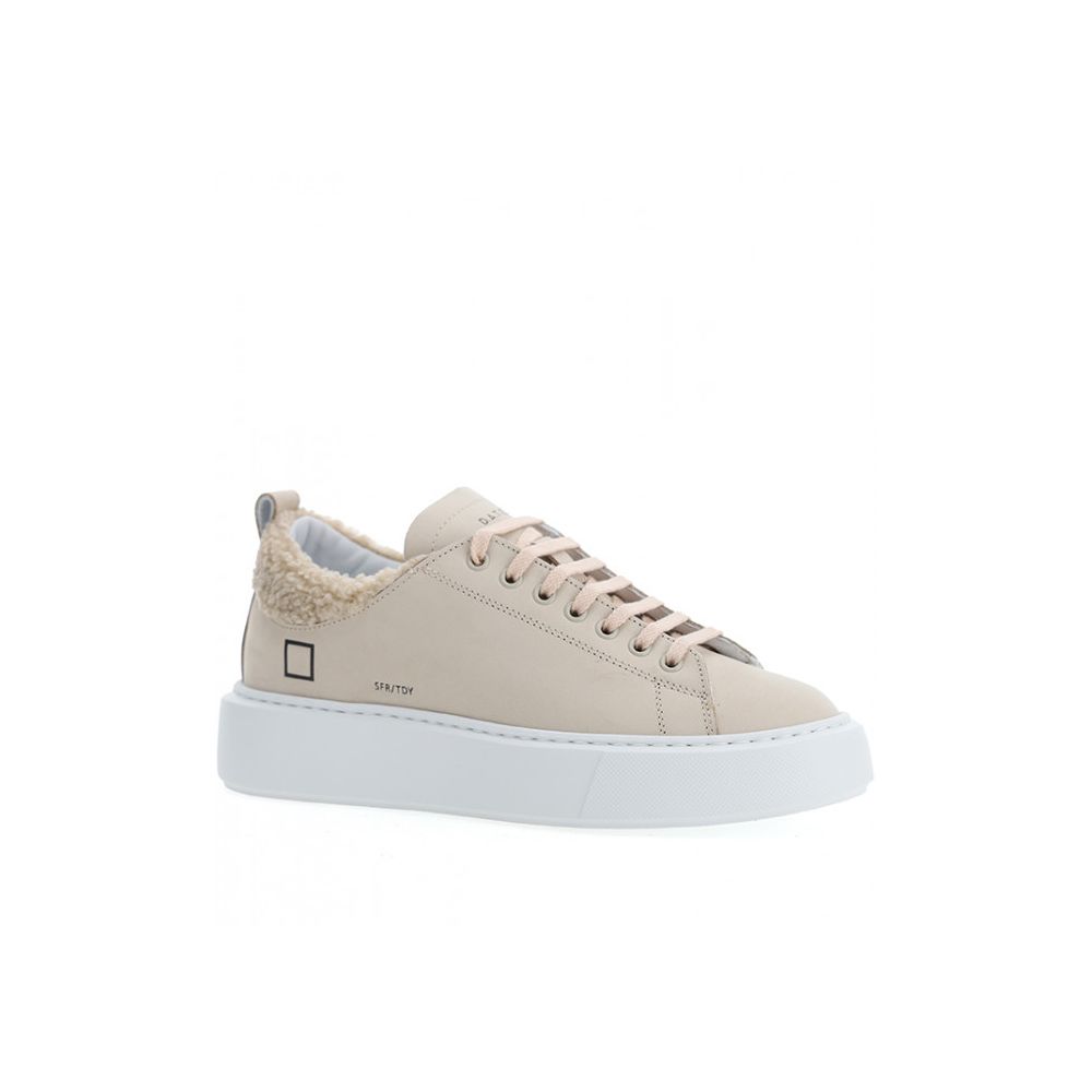 Beige Leather Sneaker-D.A.T.E-LabelTerrace.com