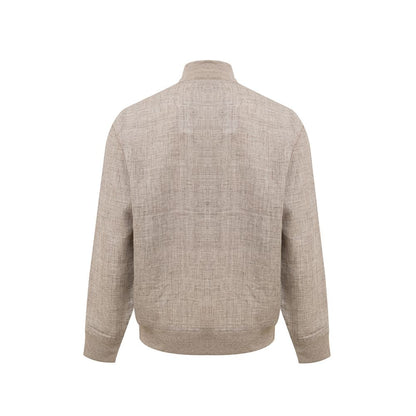 Beige Linen Jackets & Coat-Gran Sasso-LabelTerrace.com