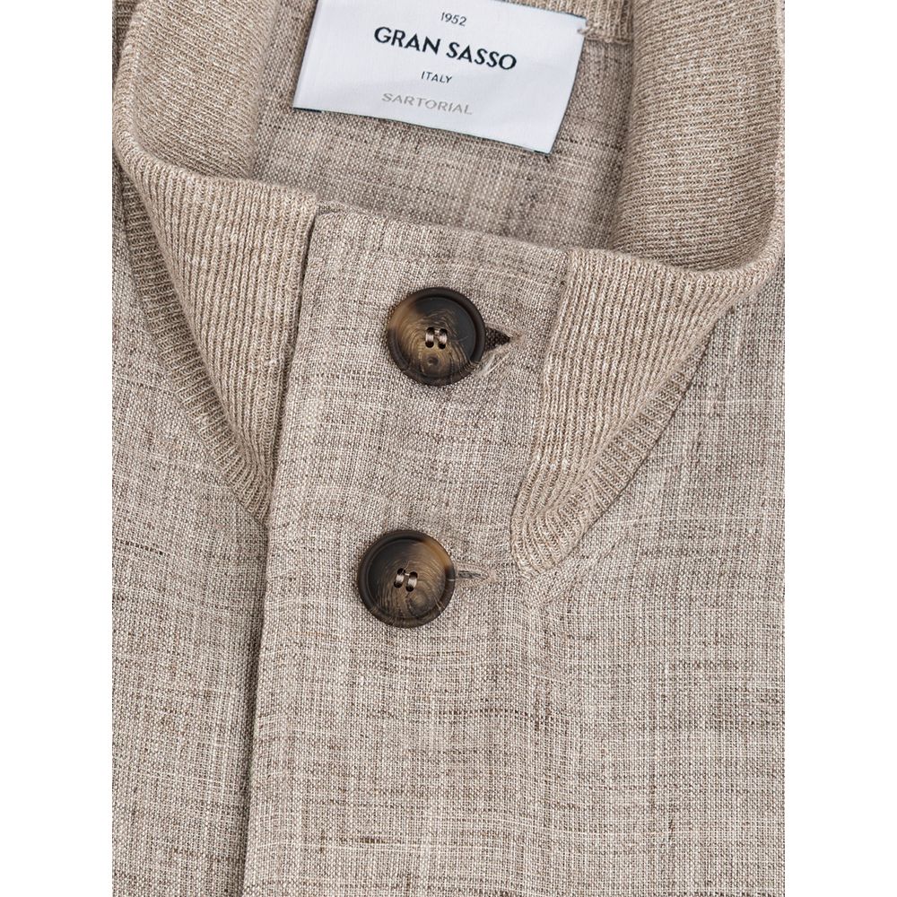 Beige Linen Jackets & Coat-Gran Sasso-LabelTerrace.com