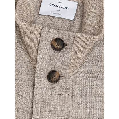Beige Linen Jackets & Coat-Gran Sasso-LabelTerrace.com