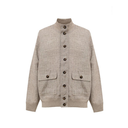 Beige Linen Jackets & Coat-Gran Sasso-LabelTerrace.com