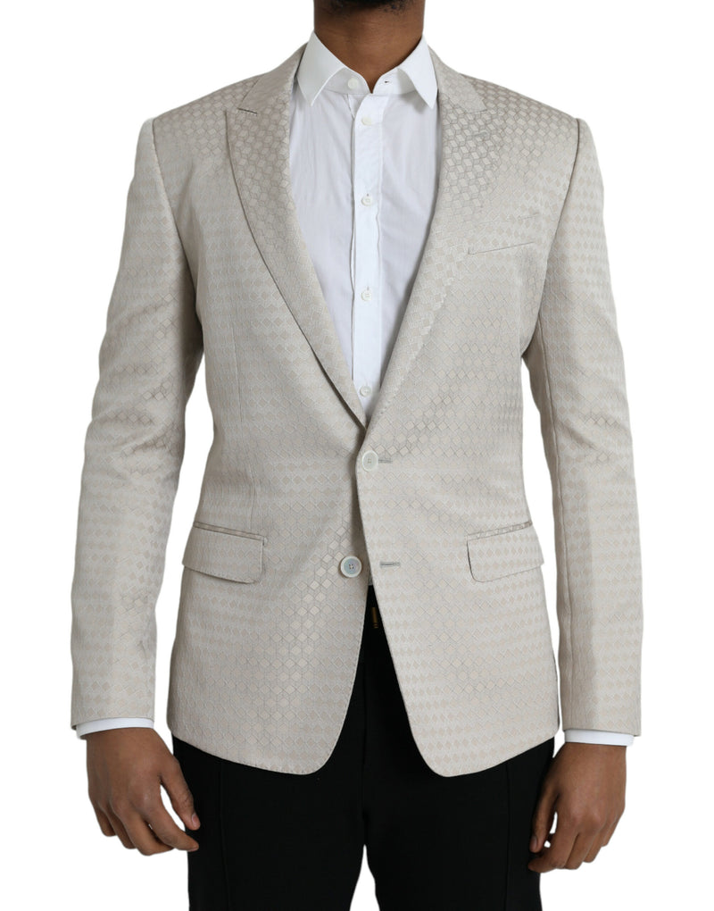Beige MARTINI Single Breasted Coat Blazer-Dolce & Gabbana-LabelTerrace.com