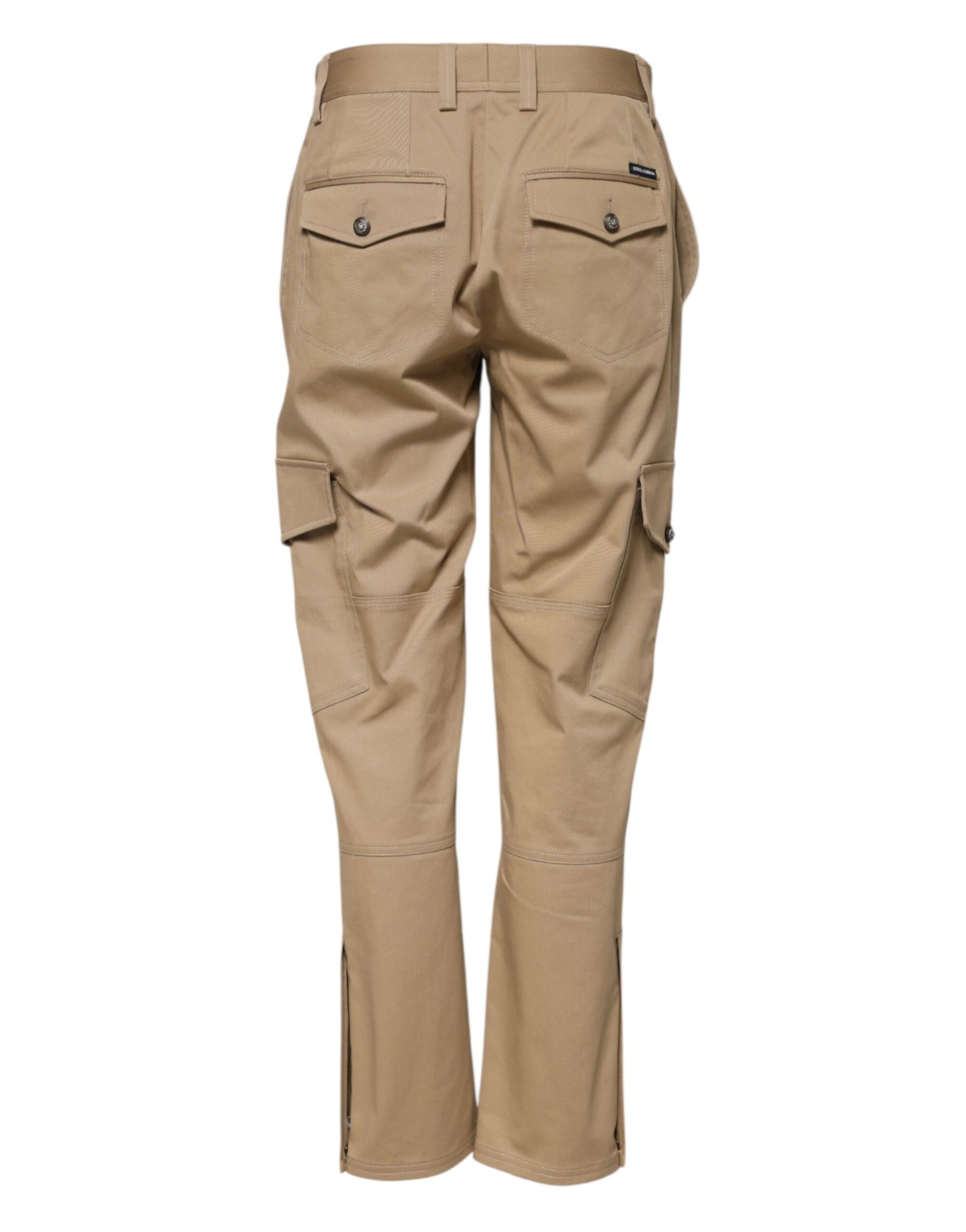 Beige Mid Waist Cargo Tapered Pants-Dolce & Gabbana-LabelTerrace.com