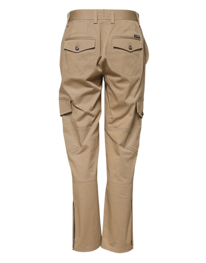 Beige Mid Waist Cargo Tapered Pants-Dolce & Gabbana-LabelTerrace.com