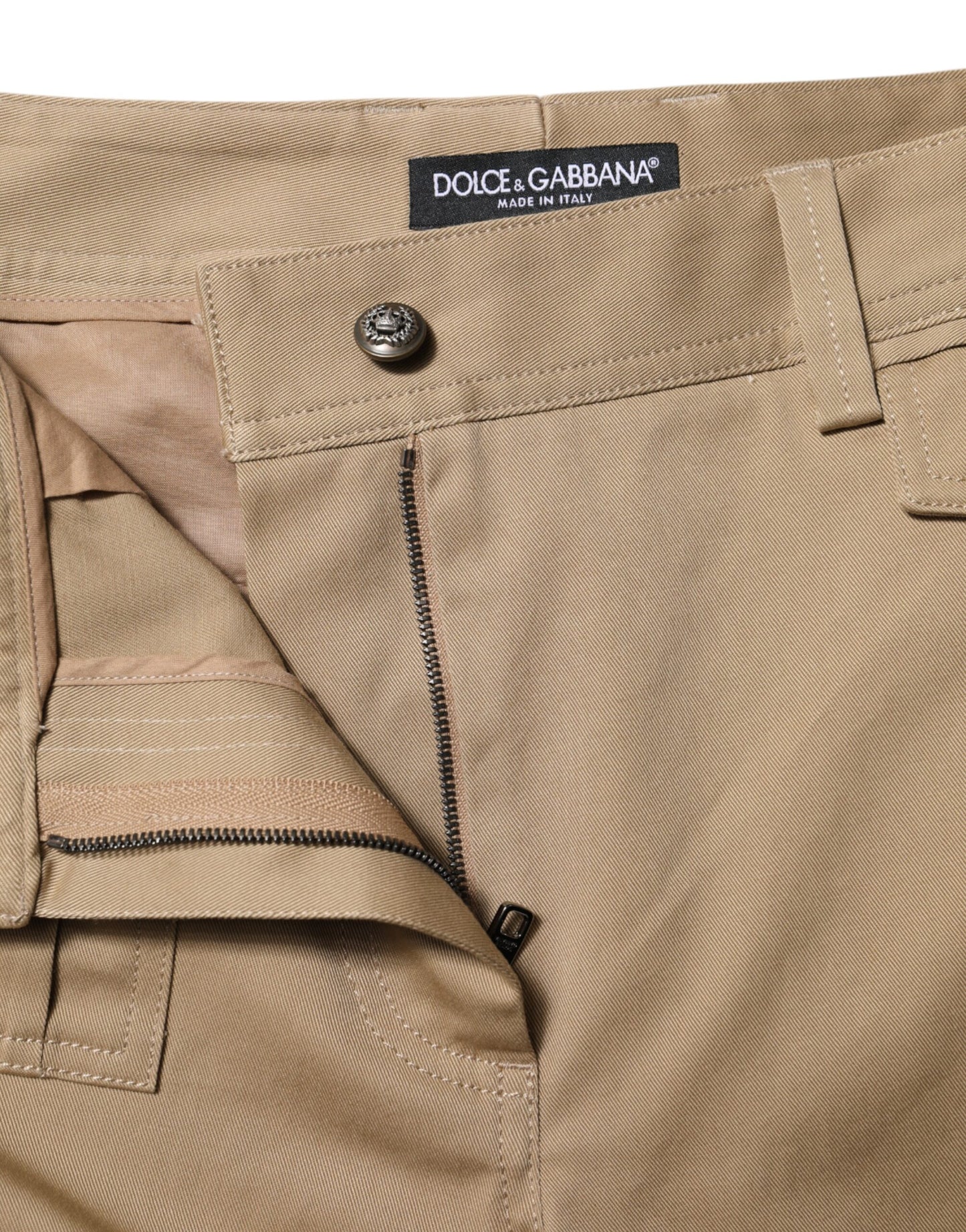 Beige Mid Waist Cargo Tapered Pants-Dolce & Gabbana-LabelTerrace.com