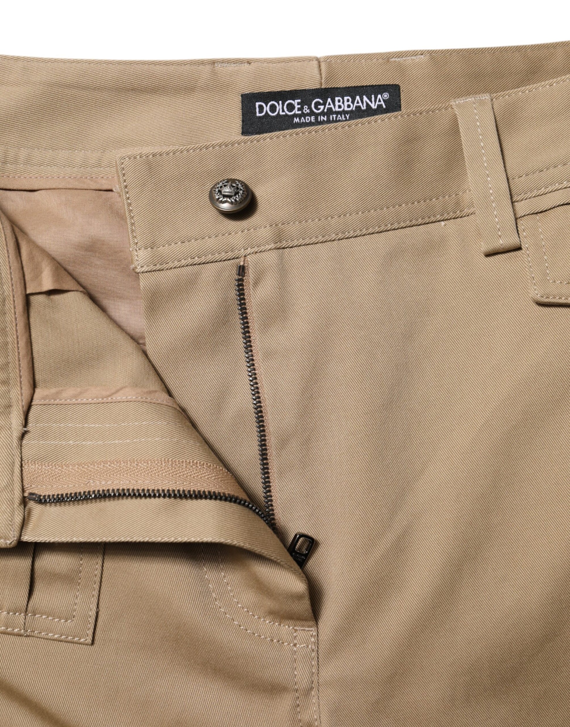 Beige Mid Waist Cargo Tapered Pants-Dolce & Gabbana-LabelTerrace.com