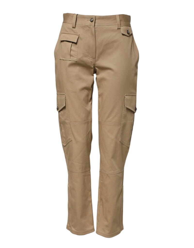 Beige Mid Waist Cargo Tapered Pants-Dolce & Gabbana-LabelTerrace.com