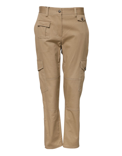 Beige Mid Waist Cargo Tapered Pants-Dolce & Gabbana-LabelTerrace.com