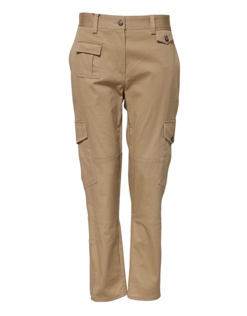 Beige Mid Waist Cargo Tapered Pants-Dolce & Gabbana-LabelTerrace.com