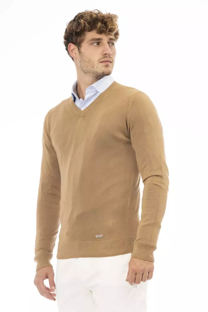 Beige Modal Men Sweater-Baldinini Trend-LabelTerrace.com