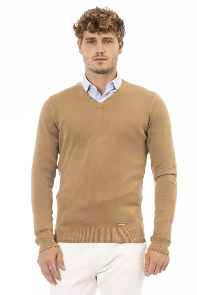 Beige Modal Men Sweater-Baldinini Trend-LabelTerrace.com