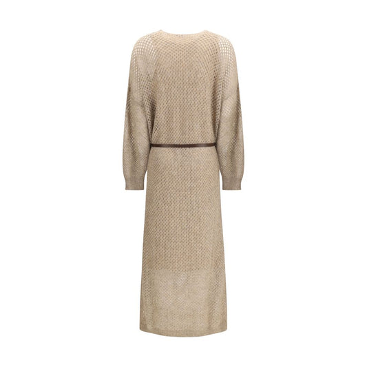 Beige Mohair Casual Dress