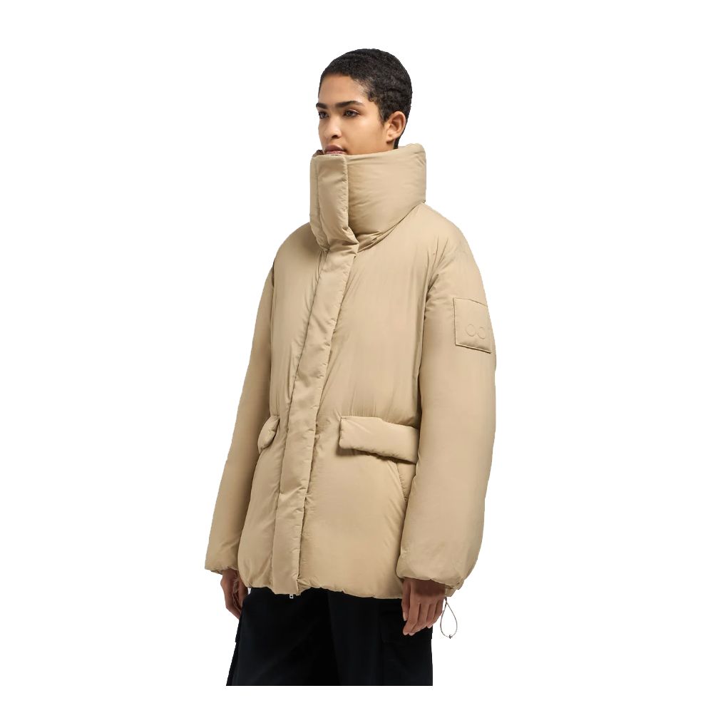 Beige Nylon Jackets & Coat-Moose Knuckles-LabelTerrace.com